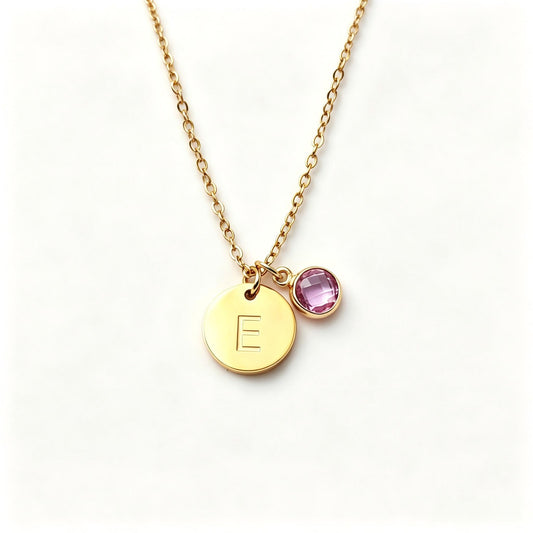 Initial Birthstone Necklace