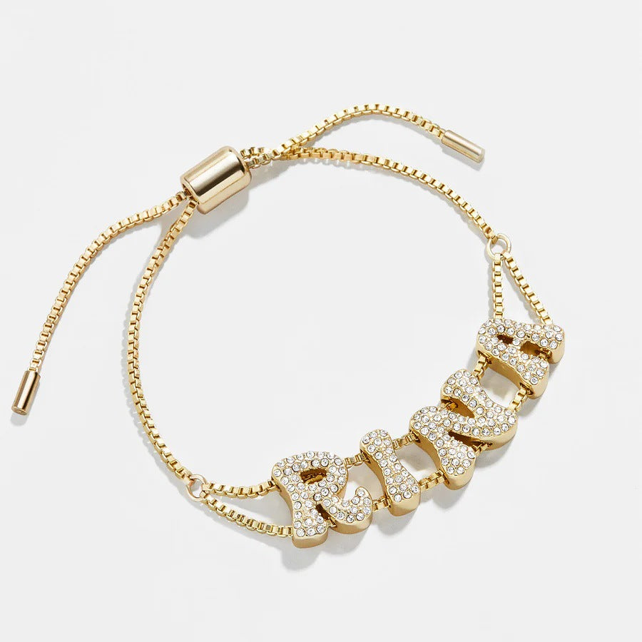 Crystal Bubble Letter Name Bracelet