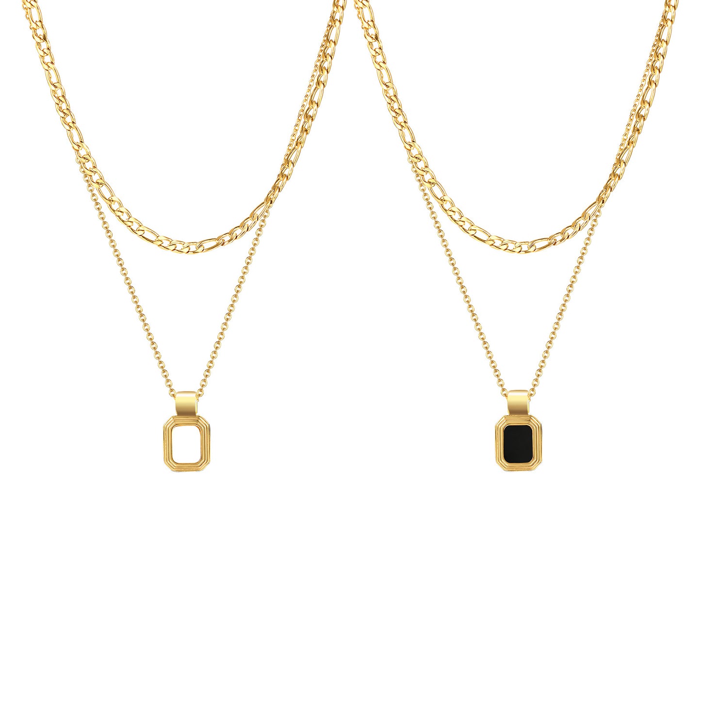 Double Layer Square Pendant Necklace
