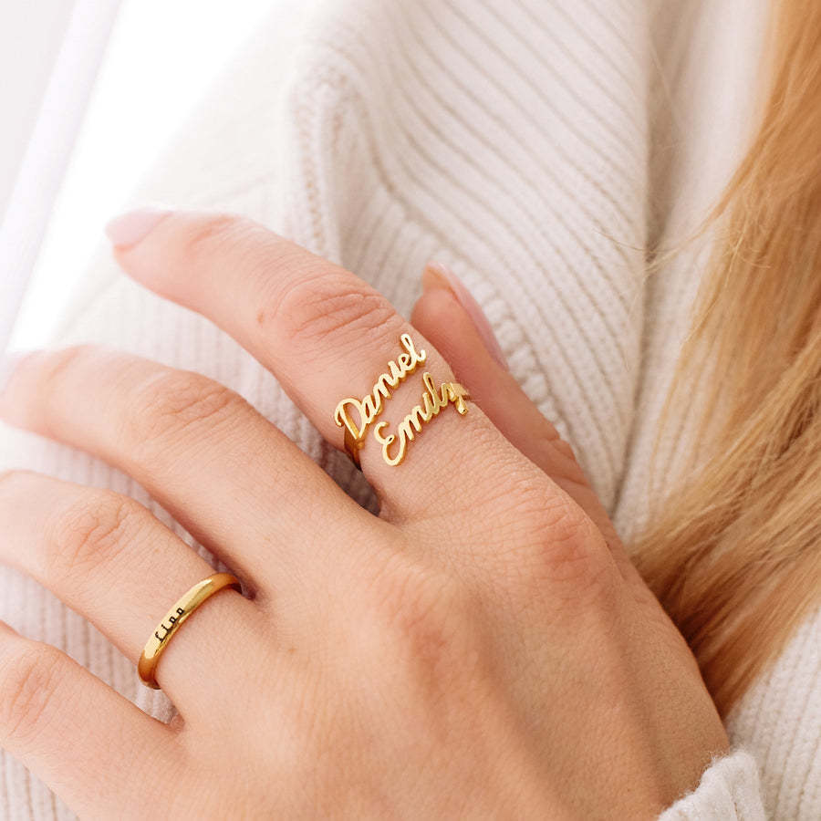 Personalized Two Name  Ring