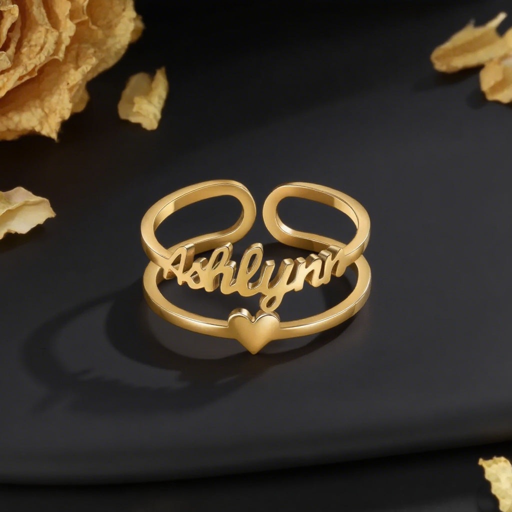 Custom Name Ring with Heart