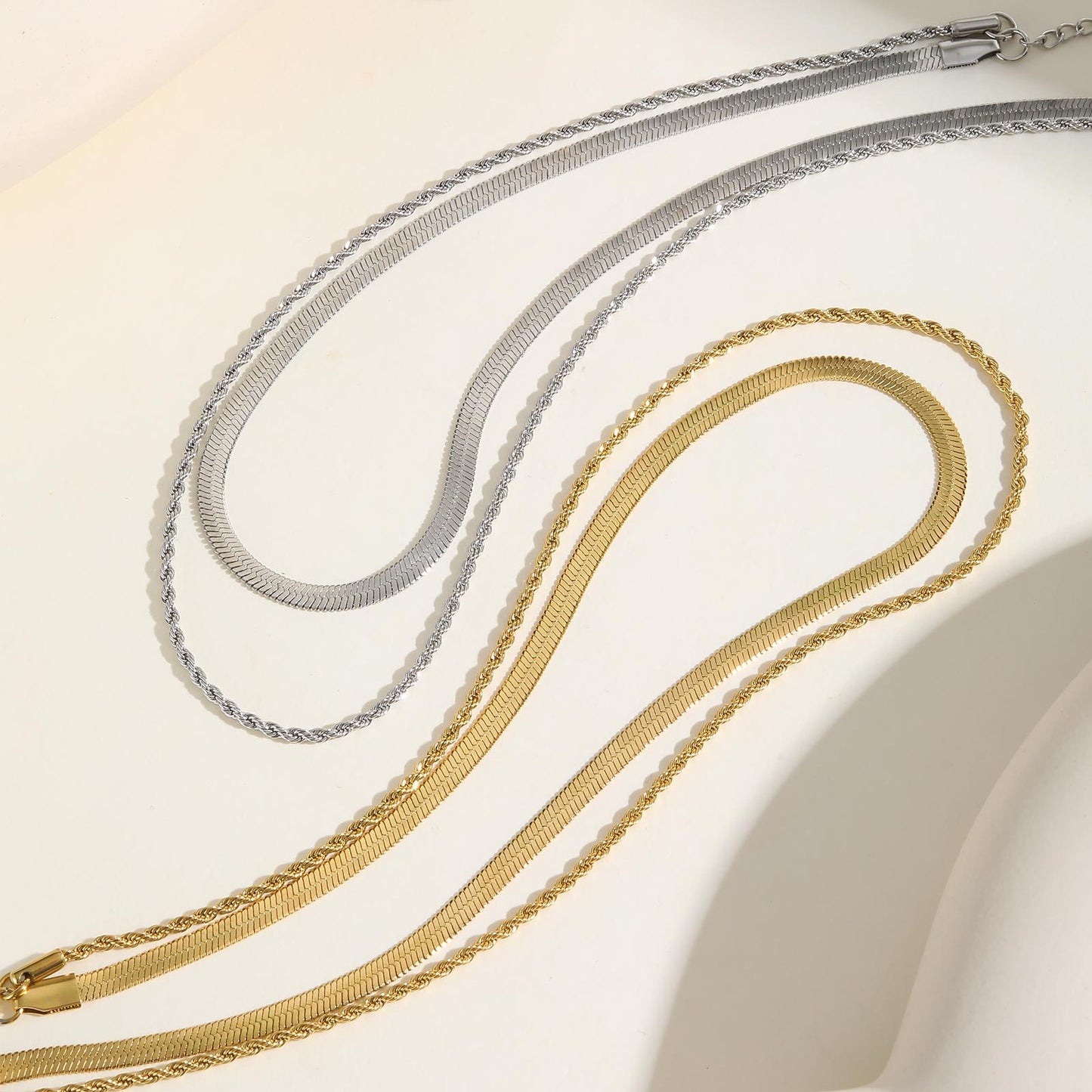 Double Layer Herringbone Choker | Tarnish-Free Titanium Steel Chain