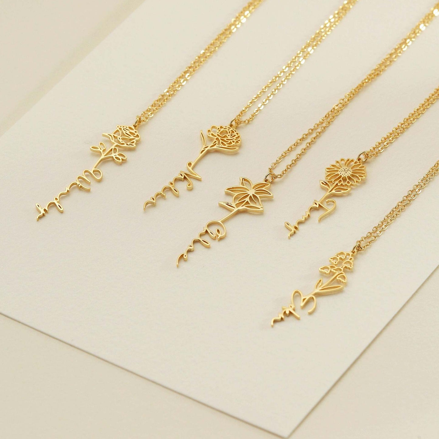 Birth Flower Name Necklace