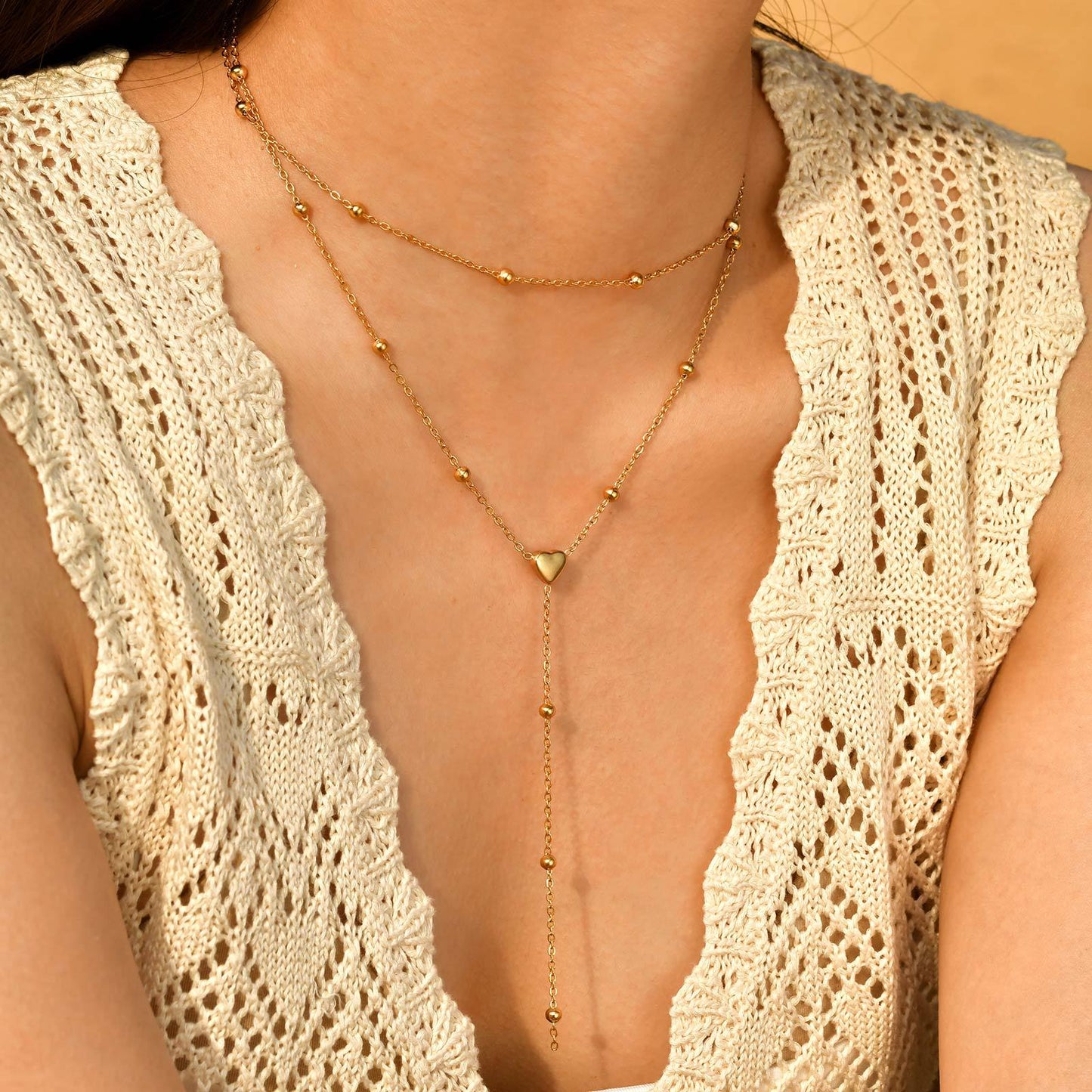 Gold Y Lariat Necklace