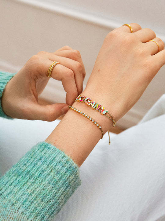 Colorful Enamel Name Bracelet