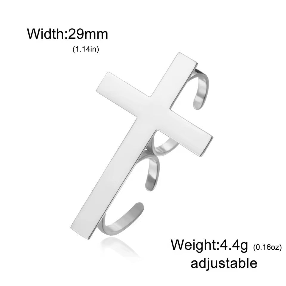 Cross Engraved Name Ring