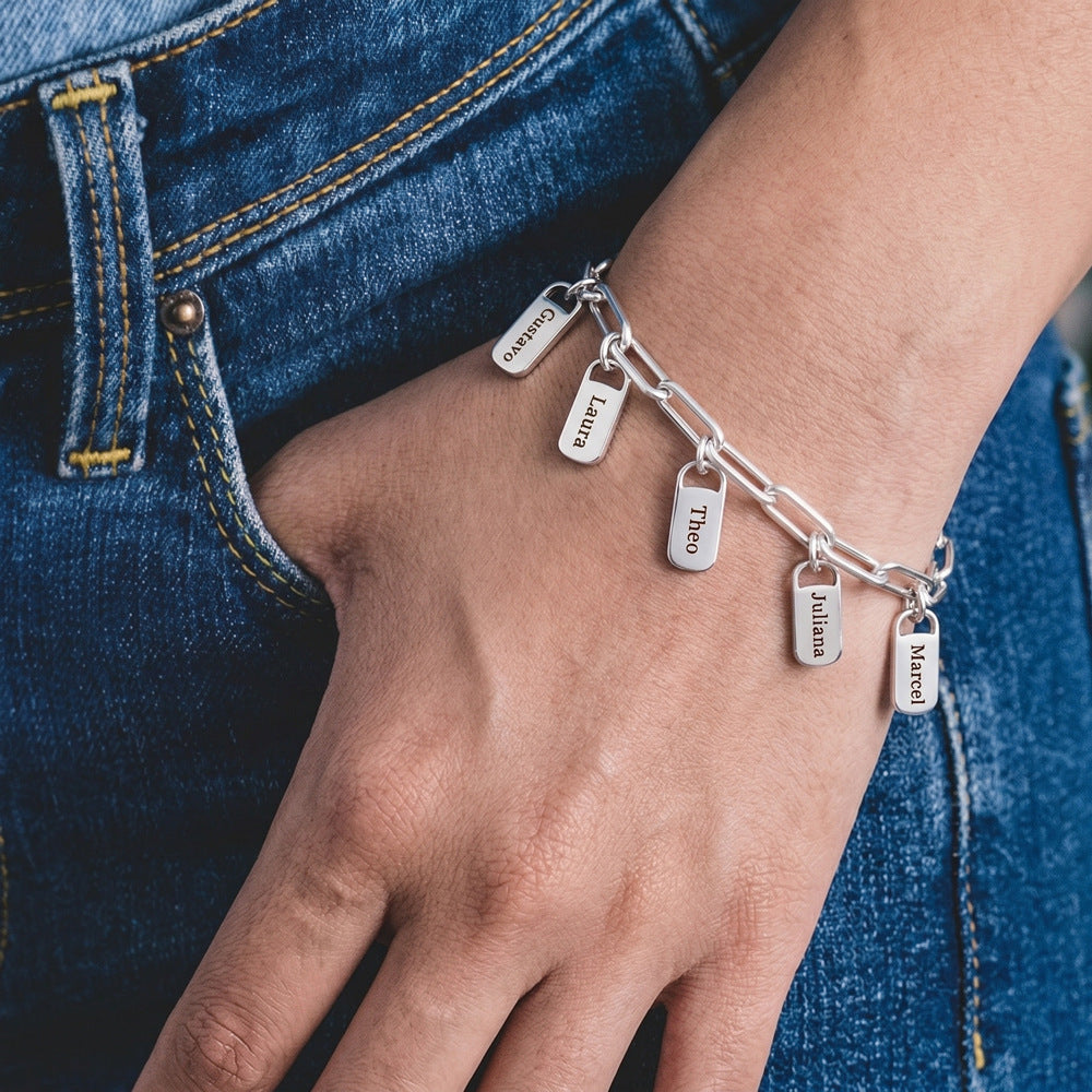 Custom Engraved Rectangle Tag Bracelet