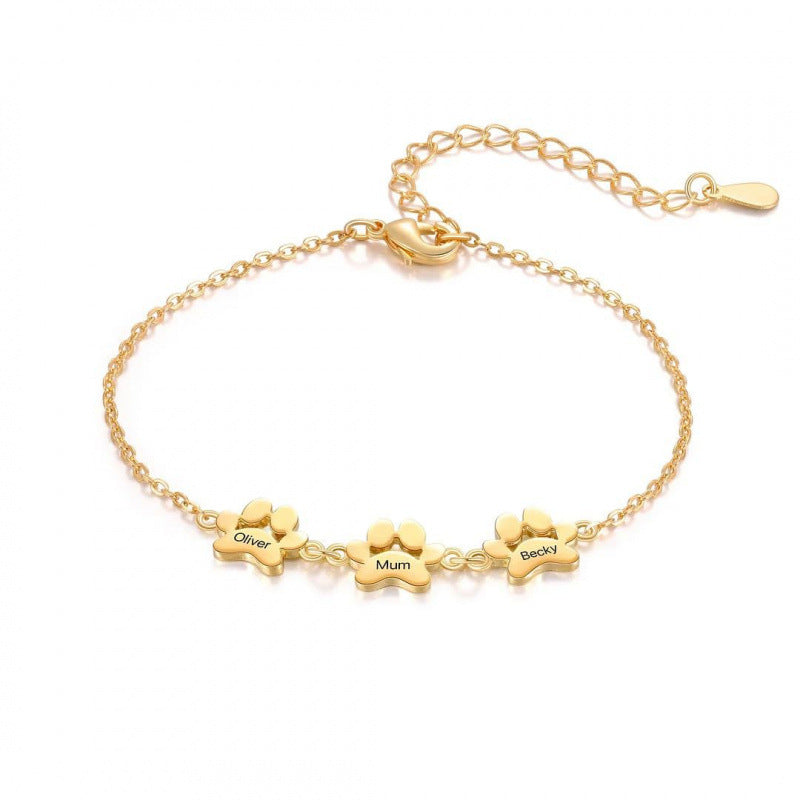 Personalized Pet Paw Name Bracelet
