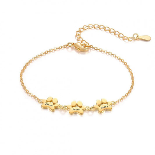 Personalized Pet Paw Name Bracelet