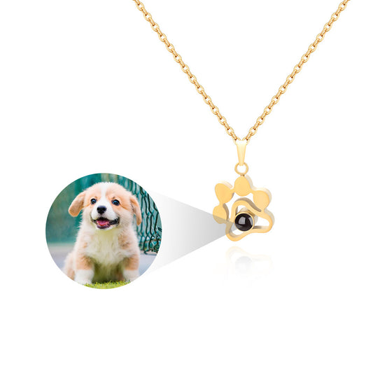 Custom Photo Projection Pet Paw Necklace