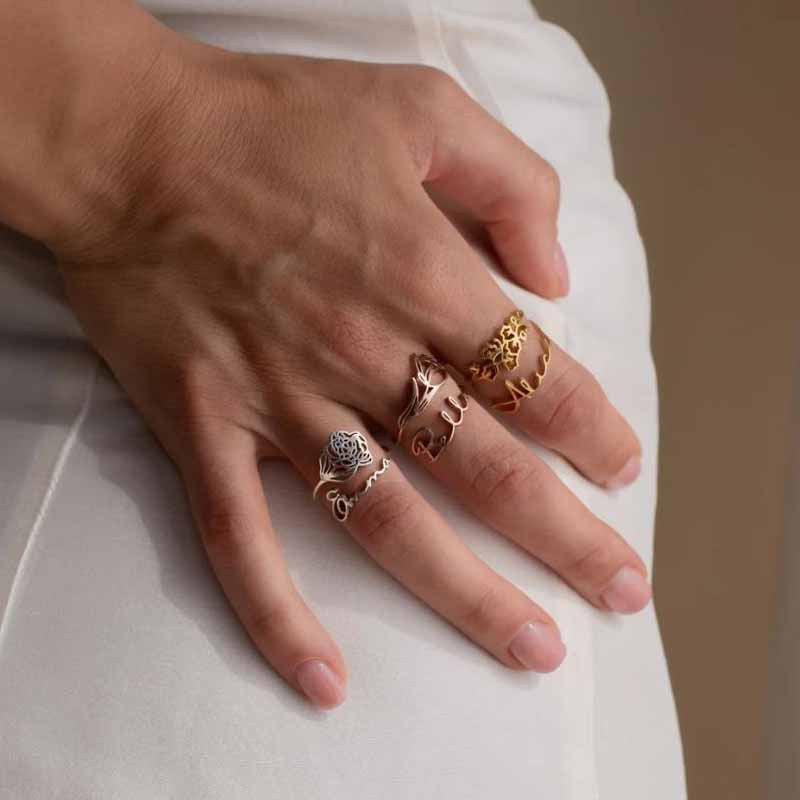 Birth Flower Name Ring