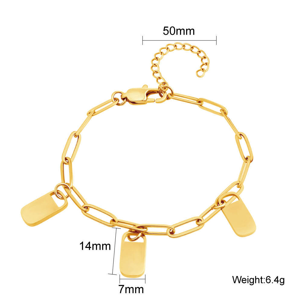Custom Engraved Rectangle Tag Bracelet