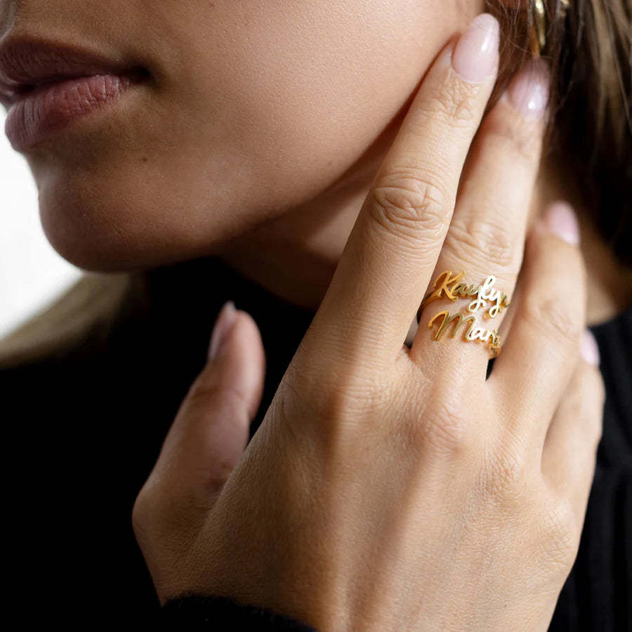 Personalized Two Name  Ring