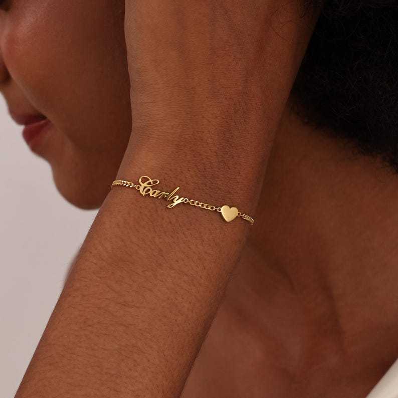Custom Name Bracelet with Heart