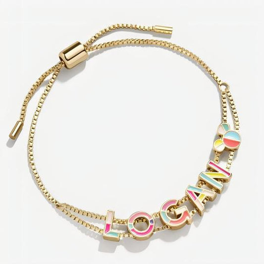 Colorful Enamel Name Bracelet