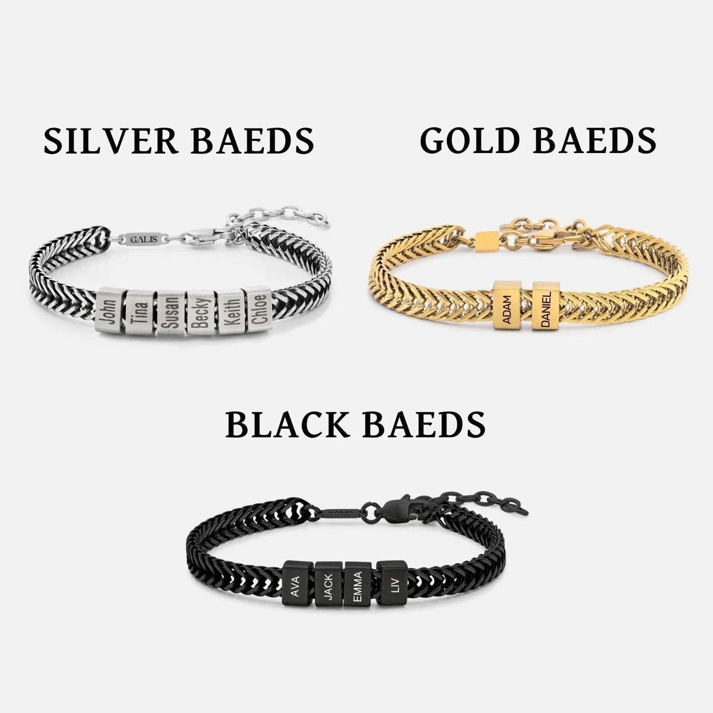 Custom Name Beads Bracelet for Men