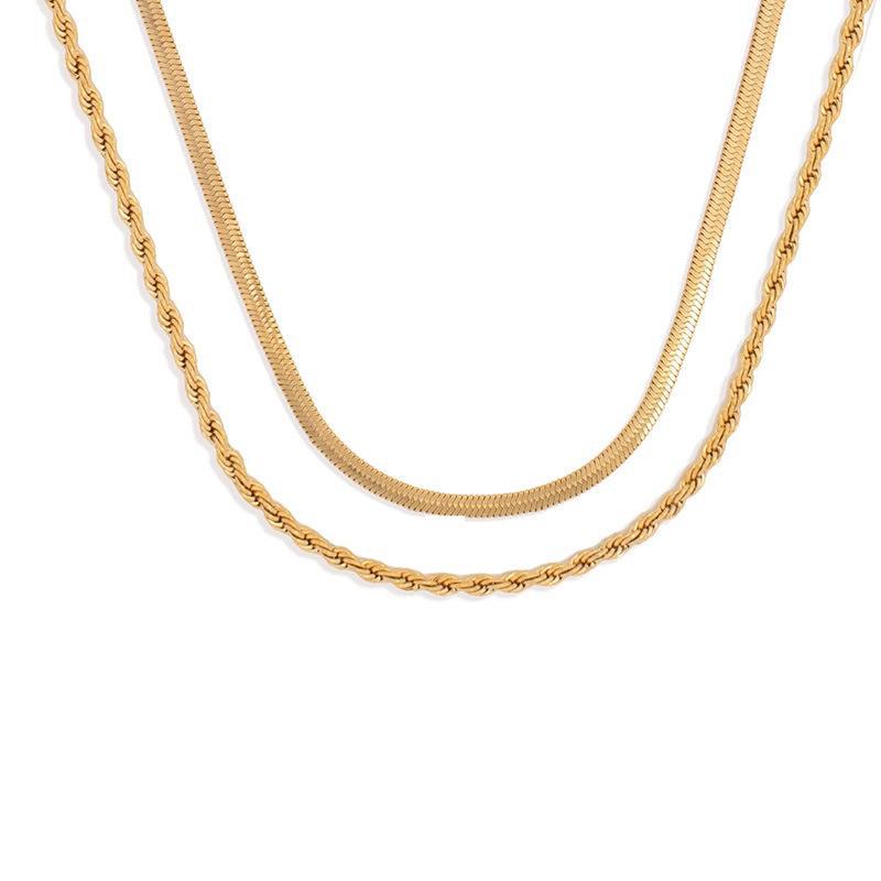 Double Layer Herringbone Choker | Tarnish-Free Titanium Steel Chain