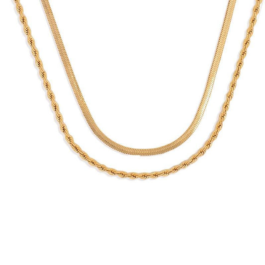Double Layer Herringbone Choker | Tarnish-Free Titanium Steel Chain