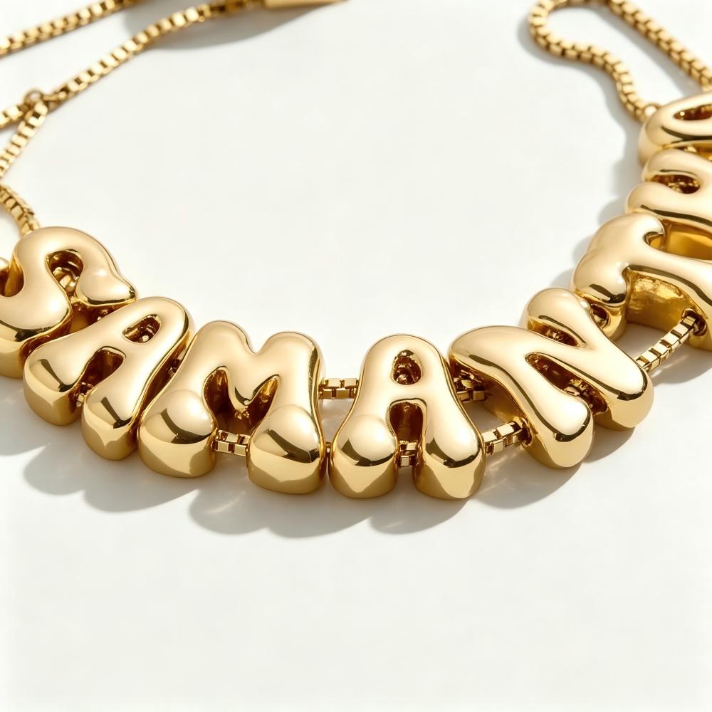 Bubble Letter Name Bracelet