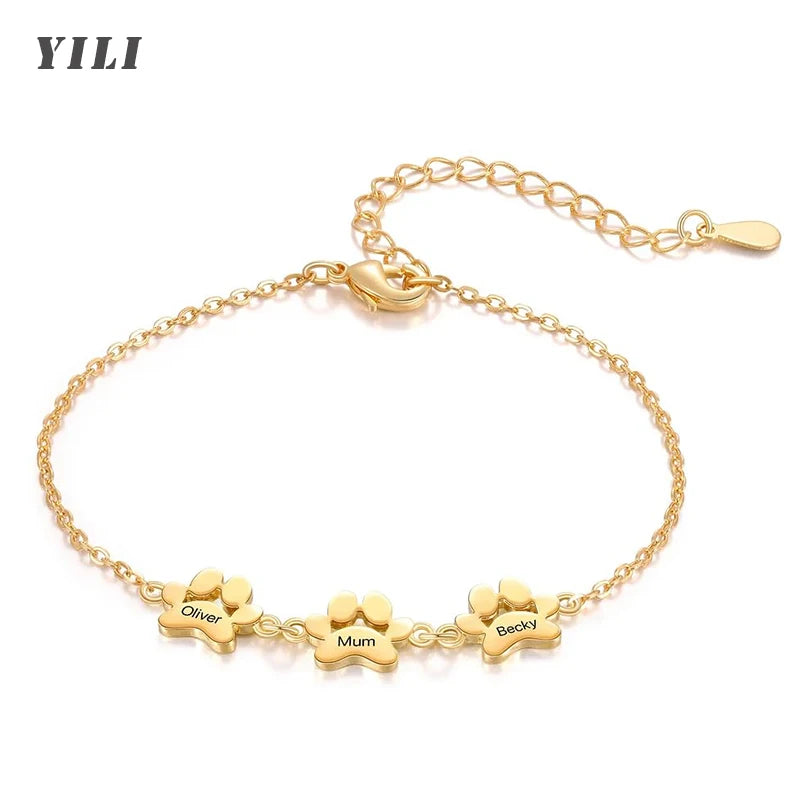 Personalized Pet Paw Name Bracelet