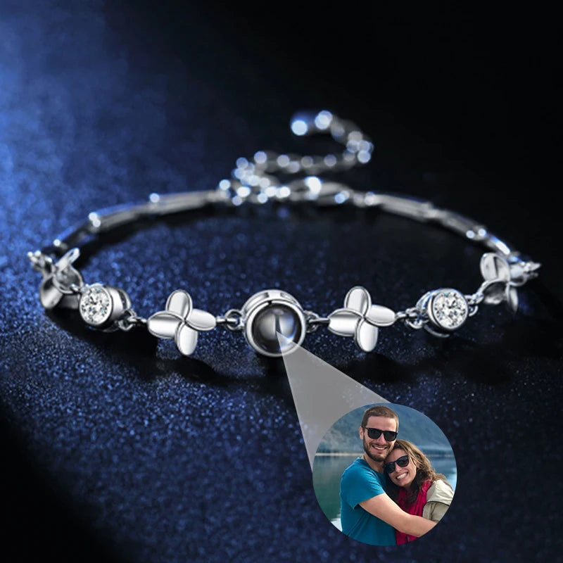 Custom Photo Projection Four-Leaf Clover Bracelet