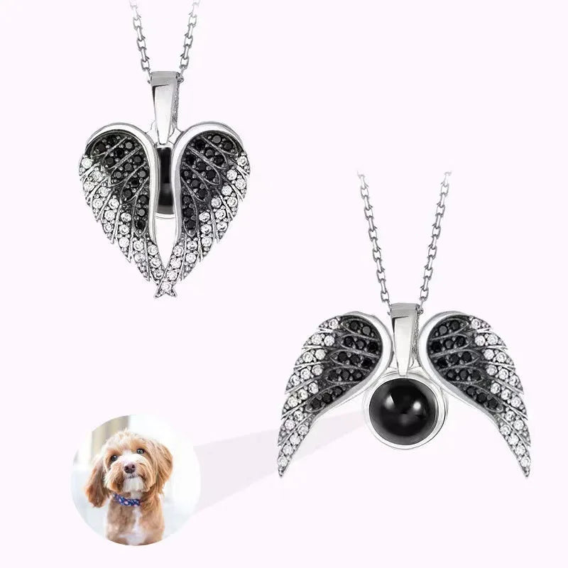 Angel Wings Photo Projection Necklace – Personalized Zircon Pendant