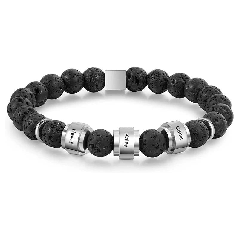 Personalized Natural Stone Beaded Name Bracelet