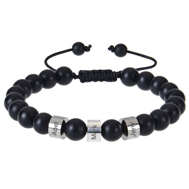 Personalized Natural Stone Beaded Name Bracelet