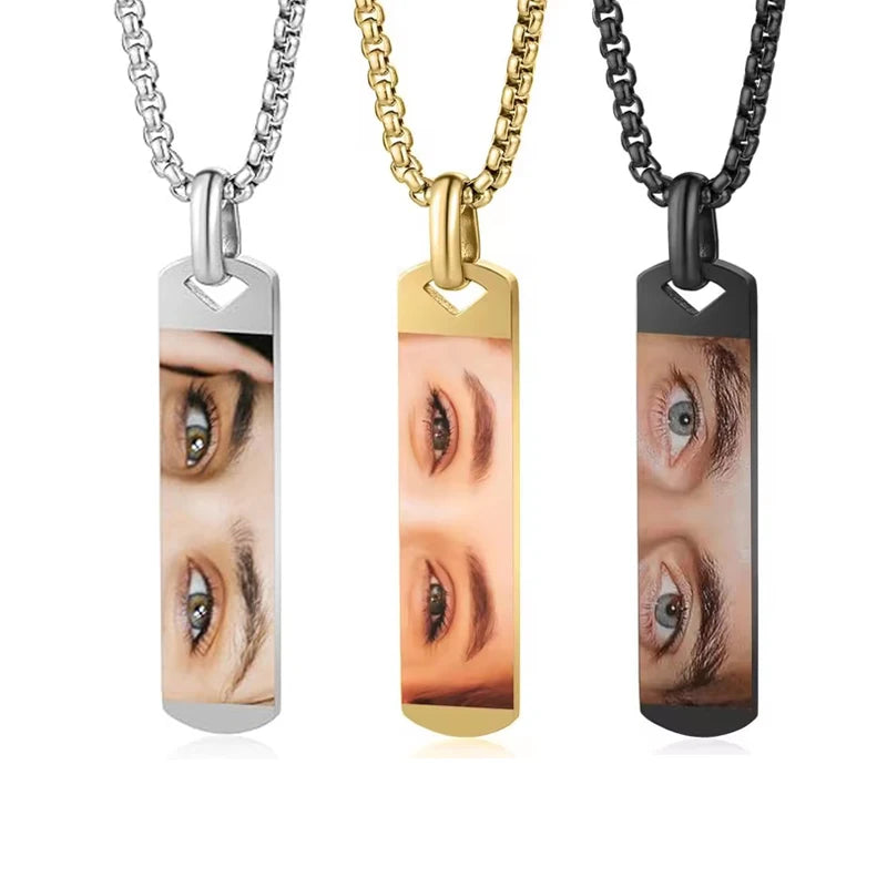 Personalized Eye Photo Engraved Necklace