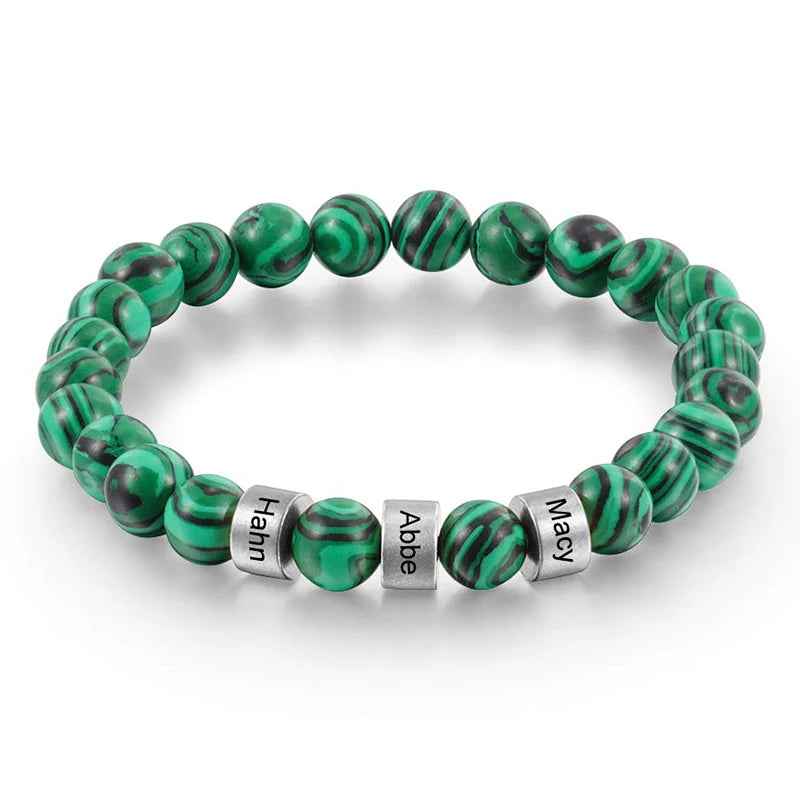 Personalized Natural Stone Beaded Name Bracelet