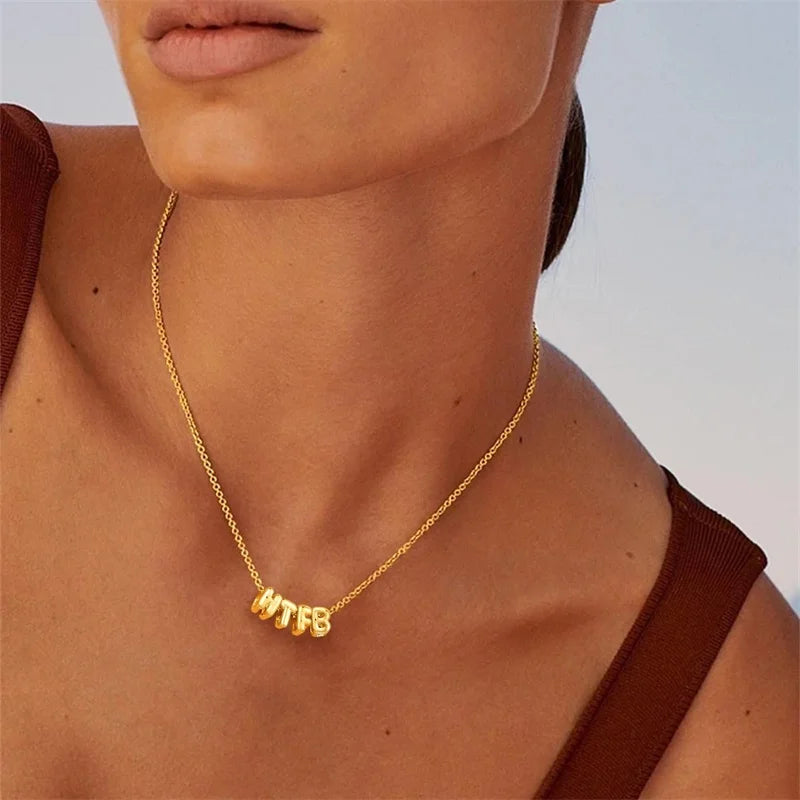 Custom Bubble Letter Name Necklace