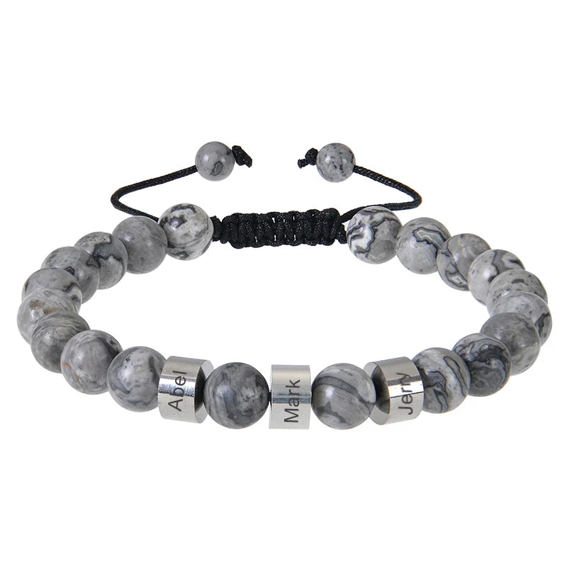 Personalized Natural Stone Beaded Name Bracelet