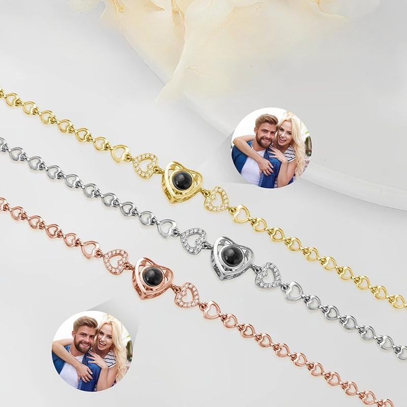 Custom Photo Projection Heart Beaded Bracelet