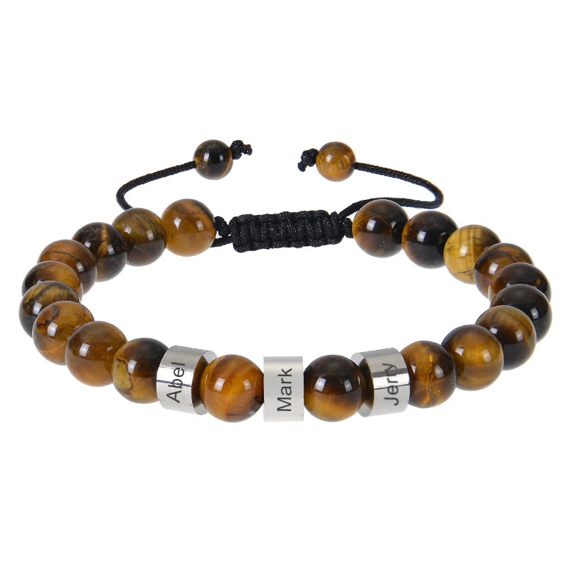 Personalized Natural Stone Beaded Name Bracelet