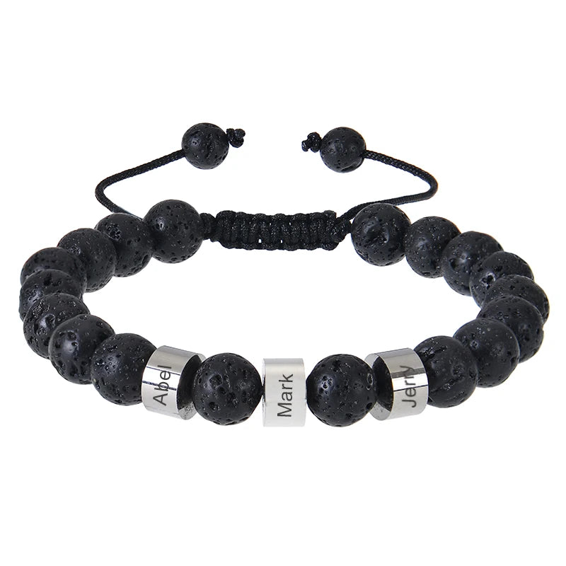 Personalized Natural Stone Beaded Name Bracelet