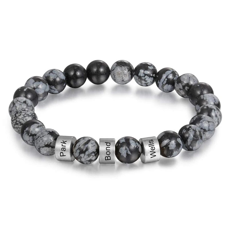 Personalized Natural Stone Beaded Name Bracelet
