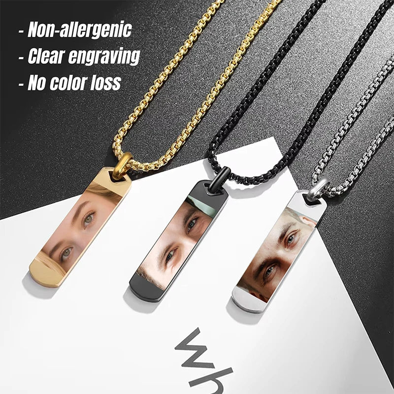 Personalized Eye Photo Engraved Necklace