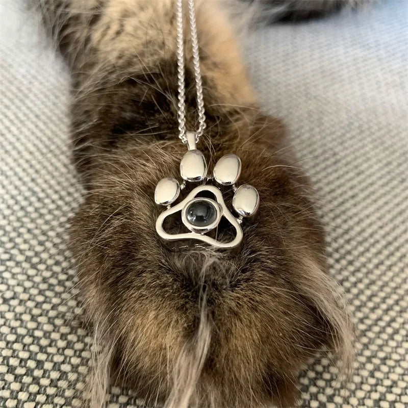 Custom Photo Projection Pet Paw Necklace