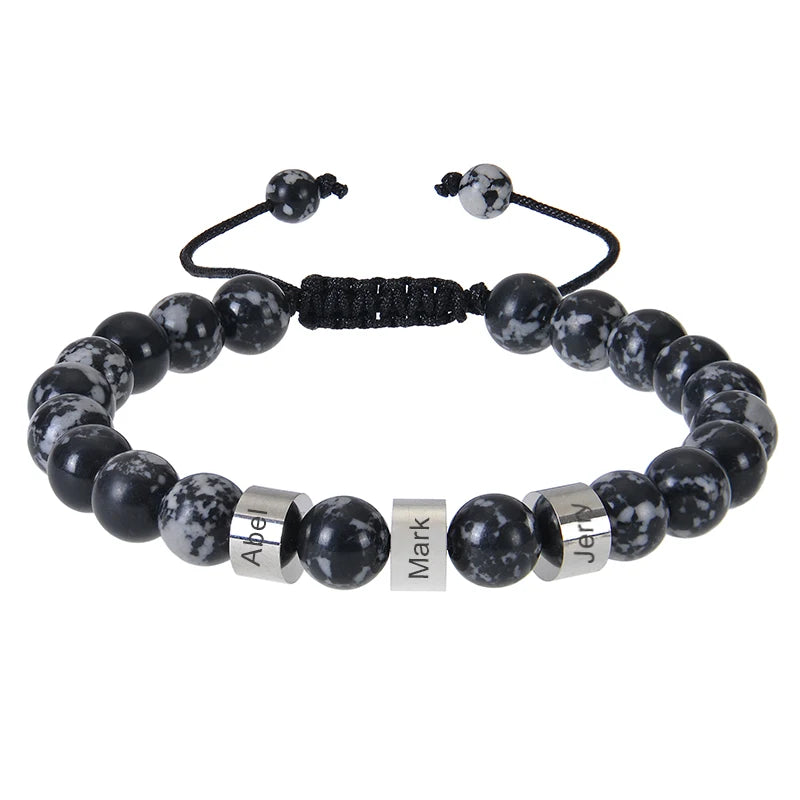Personalized Natural Stone Beaded Name Bracelet