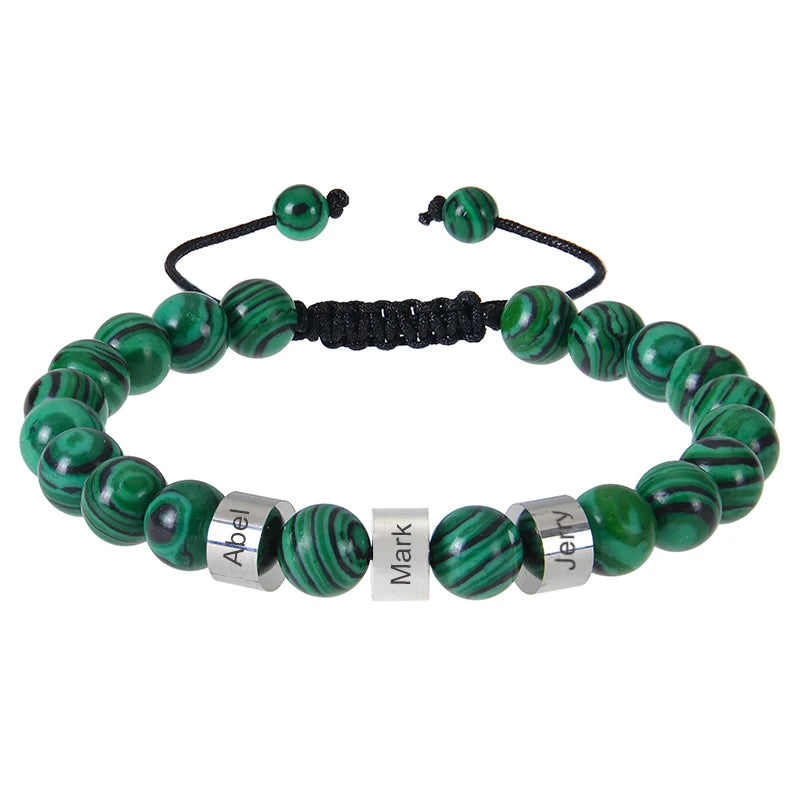Personalized Natural Stone Beaded Name Bracelet