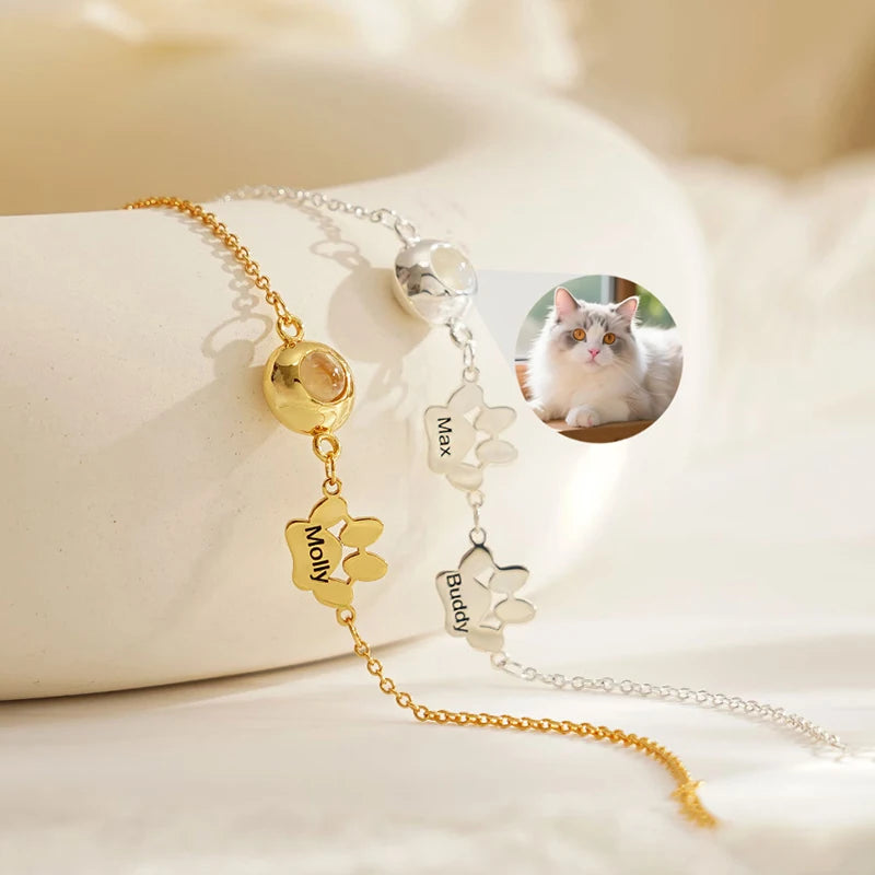 Custom Photo Projection Pet Paw Bracelet