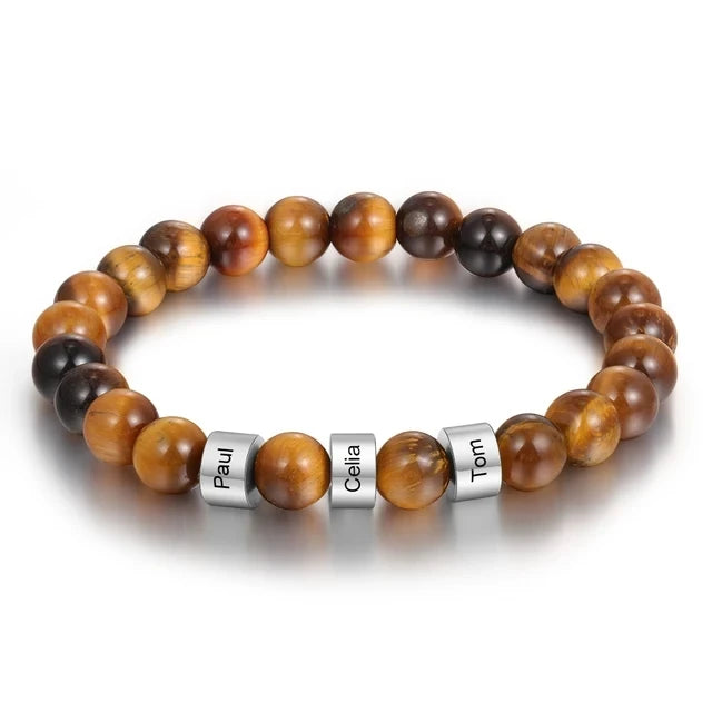 Personalized Natural Stone Beaded Name Bracelet