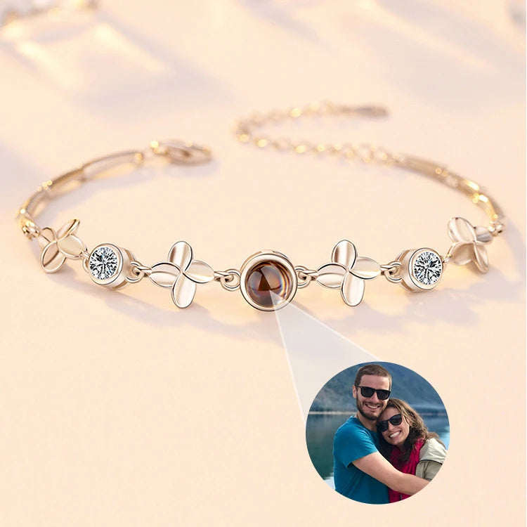 Custom Photo Projection Four-Leaf Clover Bracelet