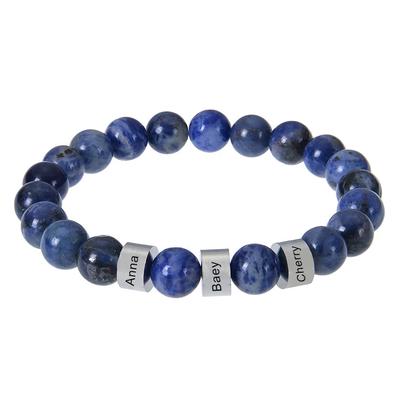 Personalized Natural Stone Beaded Name Bracelet