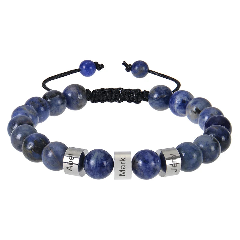 Personalized Natural Stone Beaded Name Bracelet