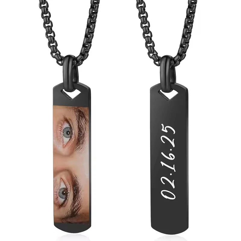 Personalized Eye Photo Engraved Necklace