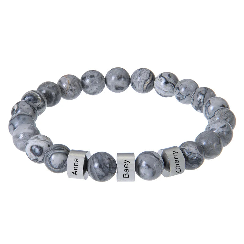 Personalized Natural Stone Beaded Name Bracelet