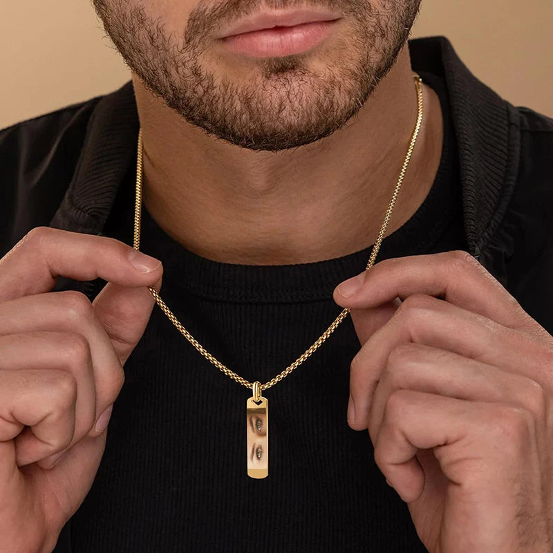 Personalized Eye Photo Engraved Necklace