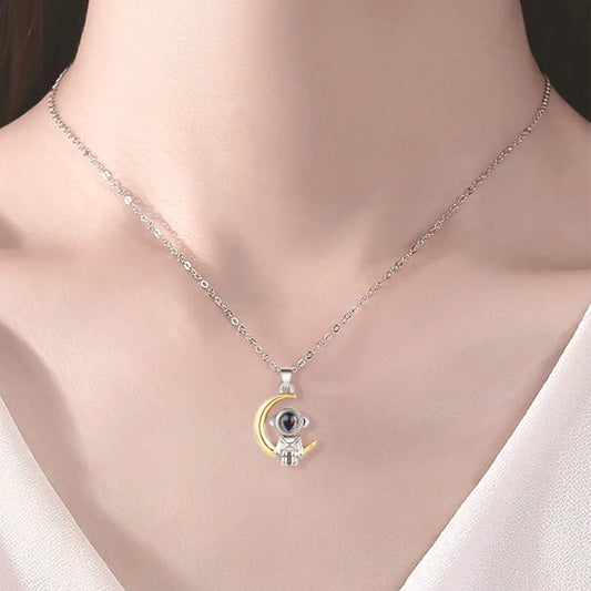 Custom Photo Projection Astronaut Necklace