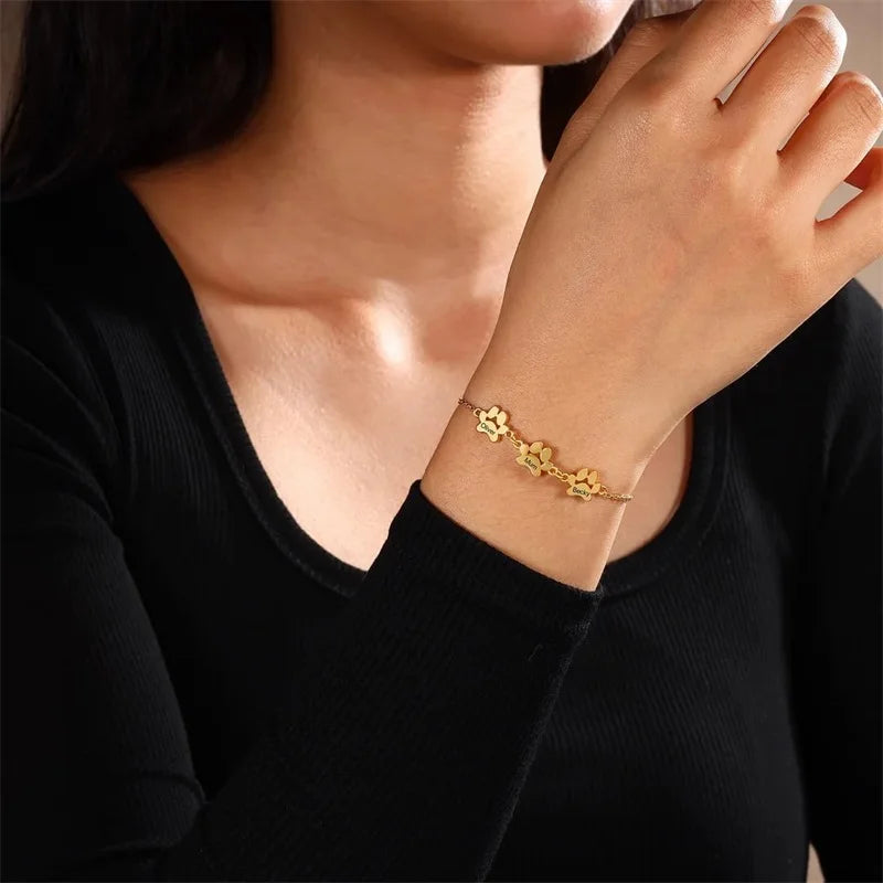 Personalized Pet Paw Name Bracelet